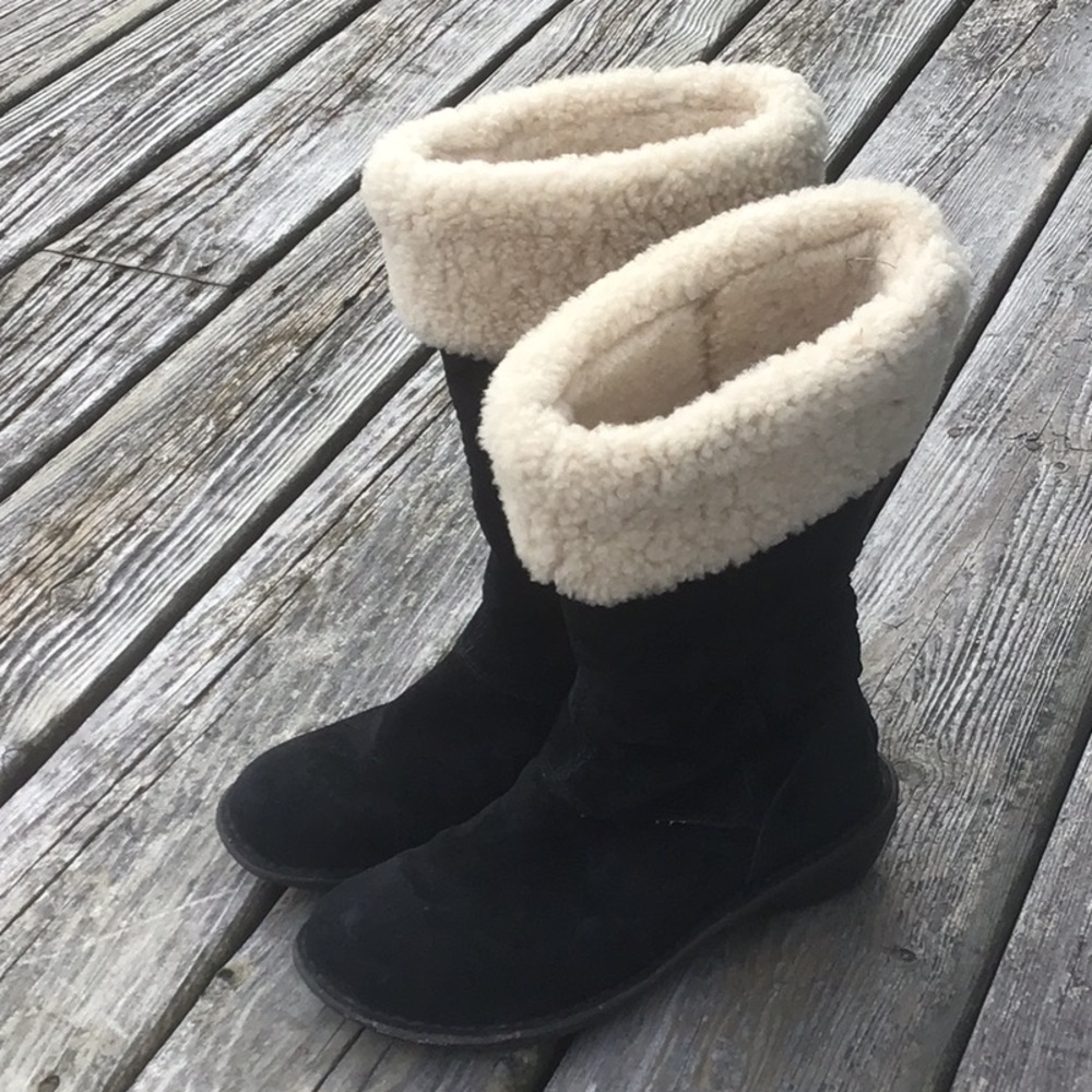 UGG Karyn Silkee Suede Sheepskin Cuff Boots